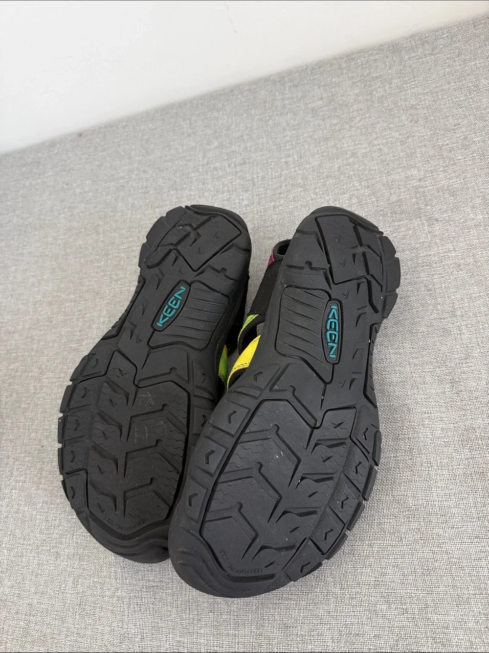 Keen Men's Black Sandals with Rainbow Tie-Dye Straps